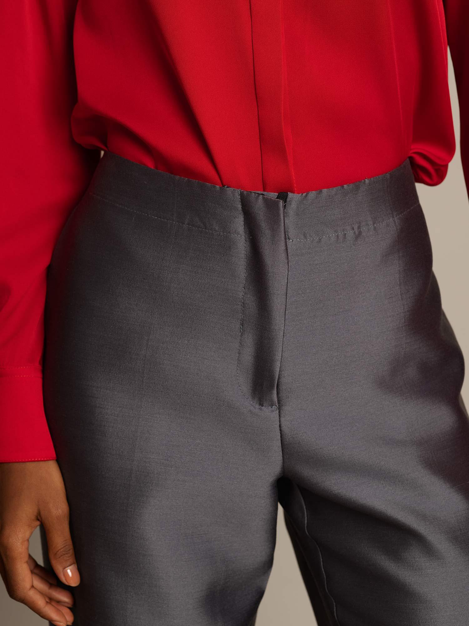 [Grå] SilkSilky-DK 32Momme Silke Womens Pants 004,