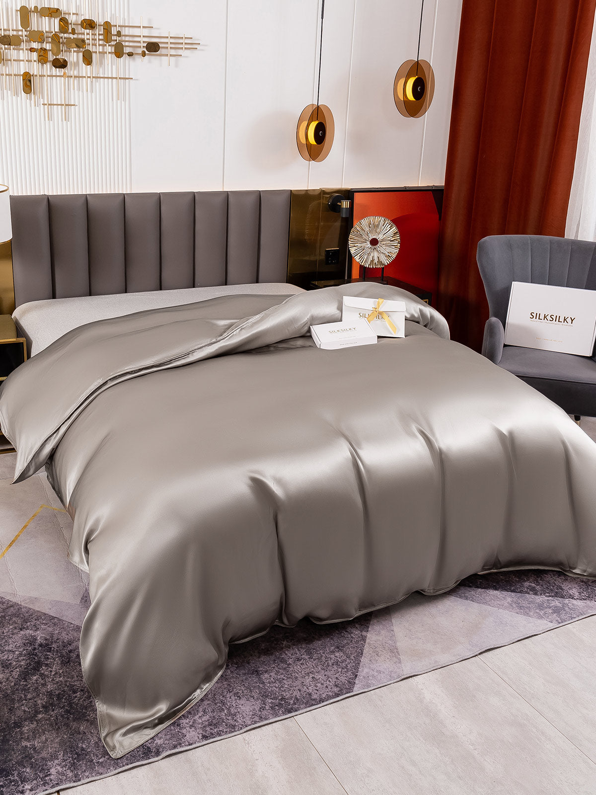 [Grå] SilkSilky-DK 19Momme Duvet Cover 001