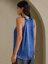 [Ægte Petrol] SilkSilky-DK Sleeveless Halter T-shirt til kvinder 002