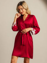 [Vin] SilkSilky-DK 3/4 Sleeve Dame Morgenkåbe 003