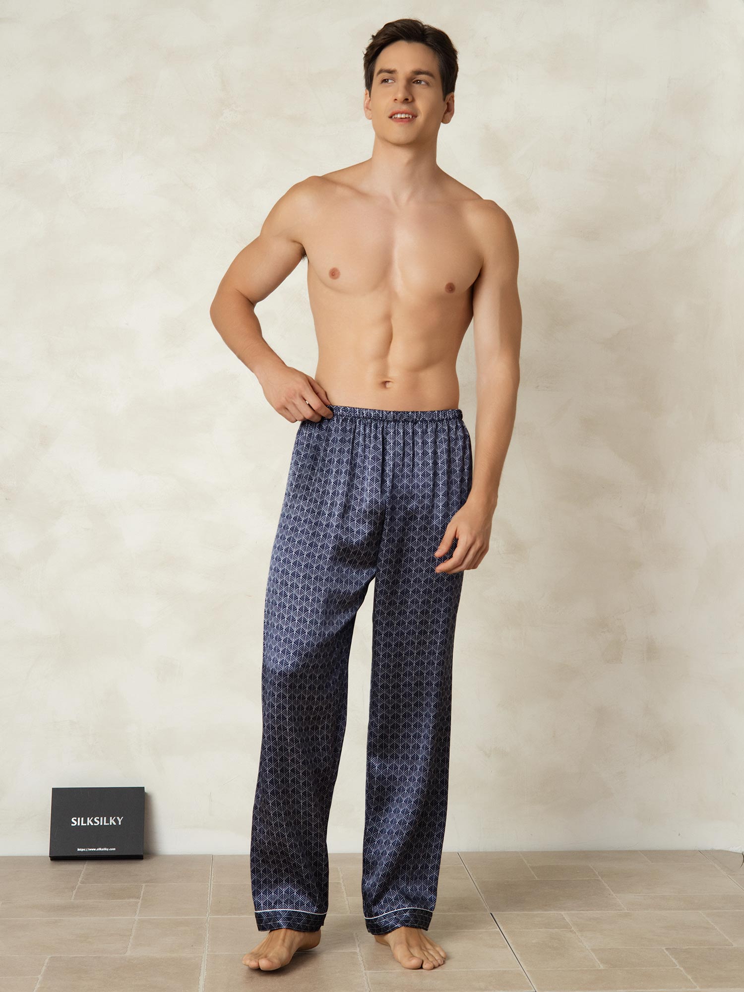 [Marine Ginkgo] SilkSilky-DK Mens Sleep Bottoms 004