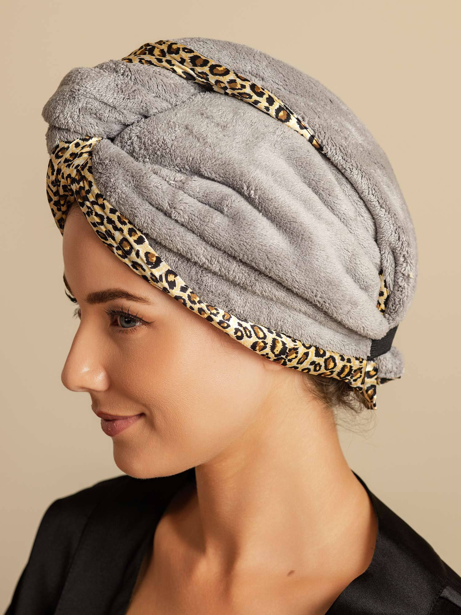 [Leopard] SilkSilky-DK Silke Hair Towel Wrap 002,