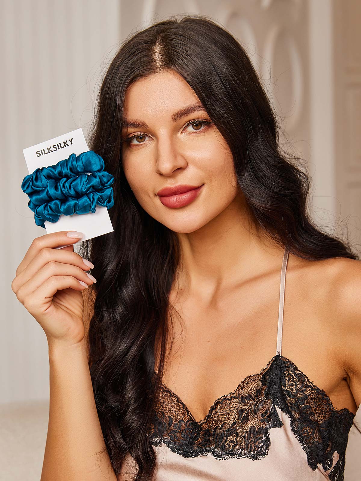 [Blågrøn] SilkSilky-DK Scrunchie 001