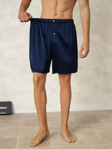 [Mørkeblå] SilkSilky-DK Men's Sleep Shorts 005