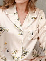 [Lys Pink] SilkSilky-DK Long Sleeve Lapel Collar Dame Pyjamas 006