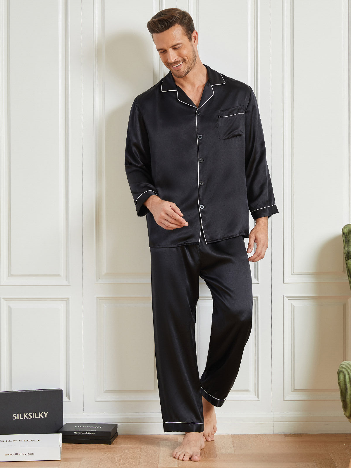 [Sort] SilkSilky-DK 19Momme Mens Pajamas 003