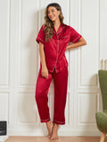 SilkSilky-DK-Pure-Silk-Short-Sleeve-Revers-Dame-Pyjamas-Mørkerød-003