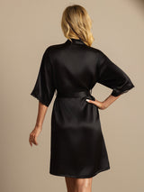 [Sort] SilkSilky-DK Halv ærme Dame Morgenkåbe 002