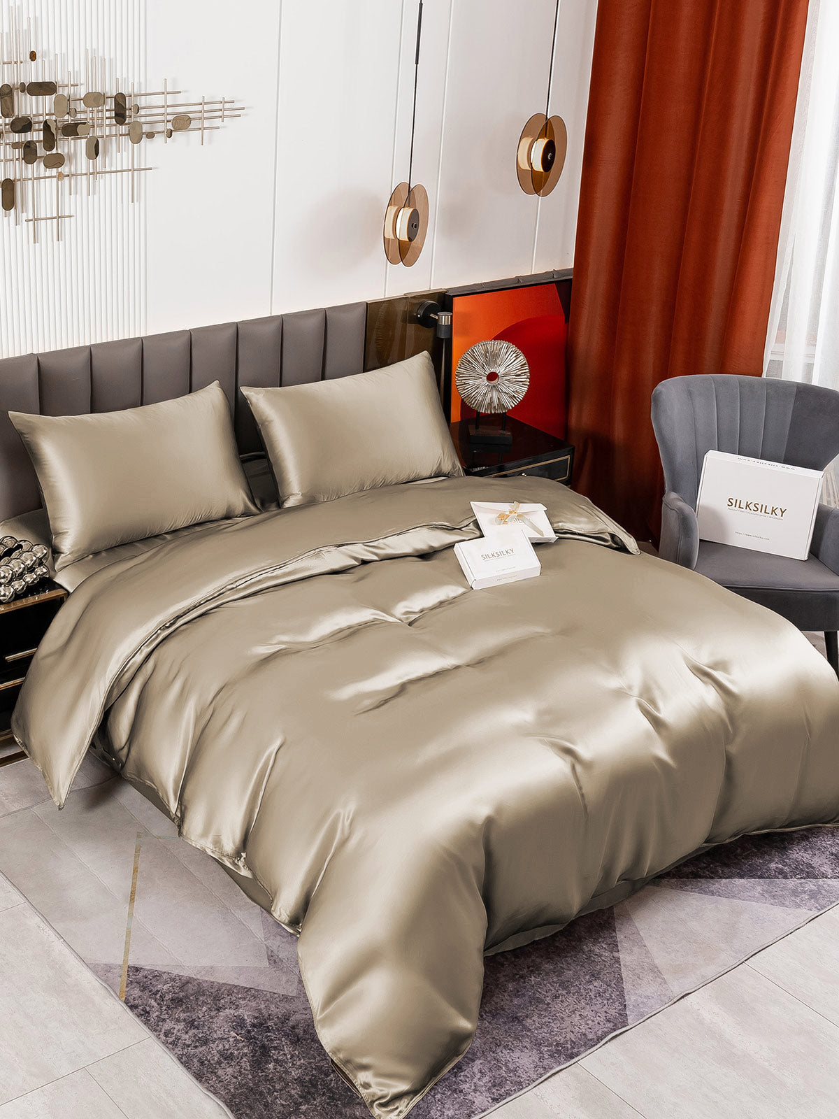 [Kaki] SilkSilky-DK 19Momme Bedding Set 001