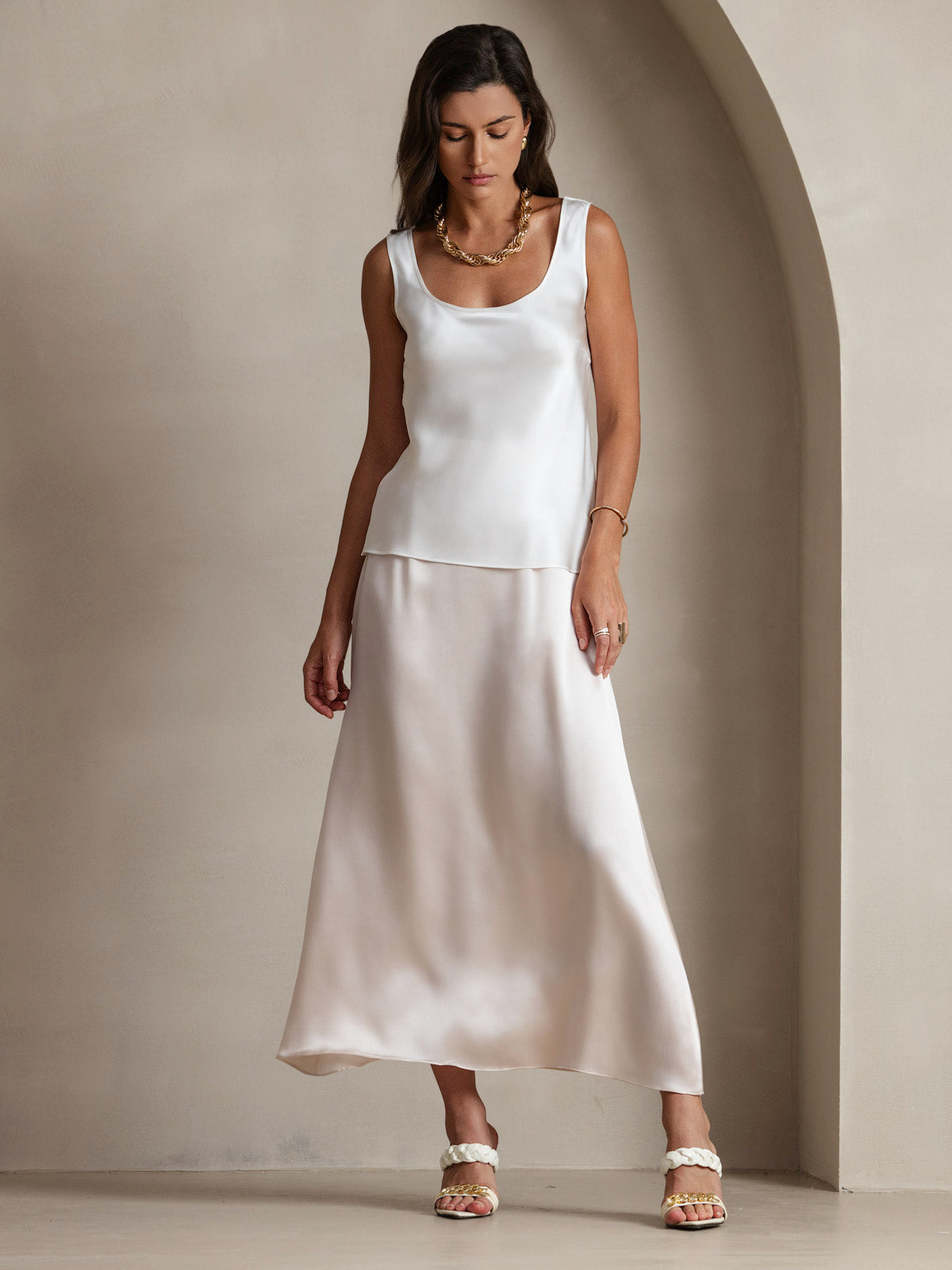 [Hvid] SilkSilky-DK 19Momme Silke Camisoles 006