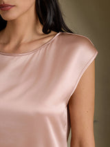 [Toscana] SilkSilky-DK Cap Sleeve Round Neck T-shirt til kvinder 004