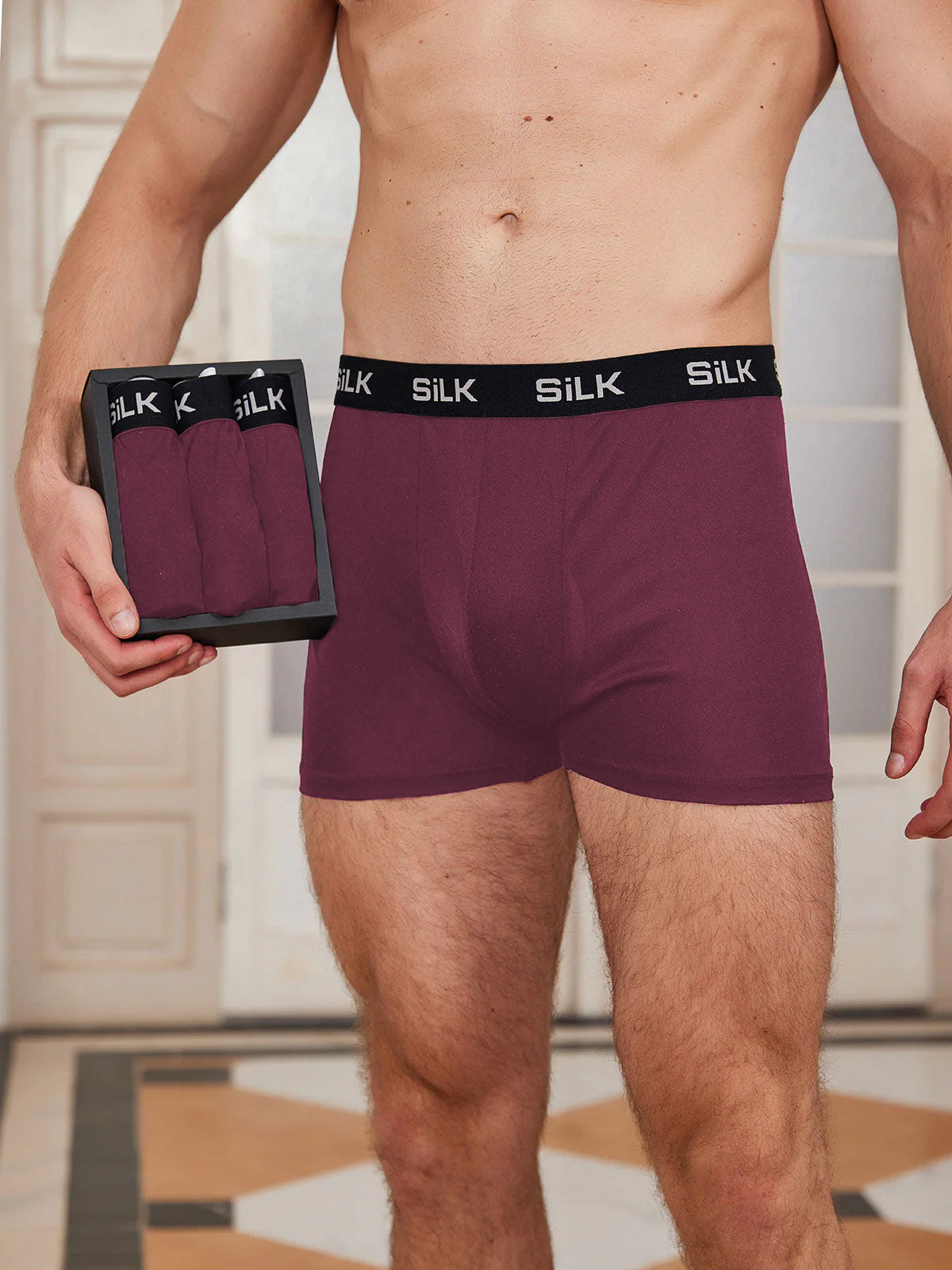 3-Pak Herre Ultra Bløde Komfortable Boxershorts i Ren Silke