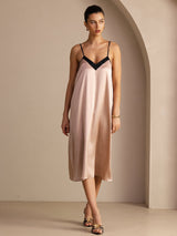 [Toscana] SilkSilky-DK V Neck Kjole 005