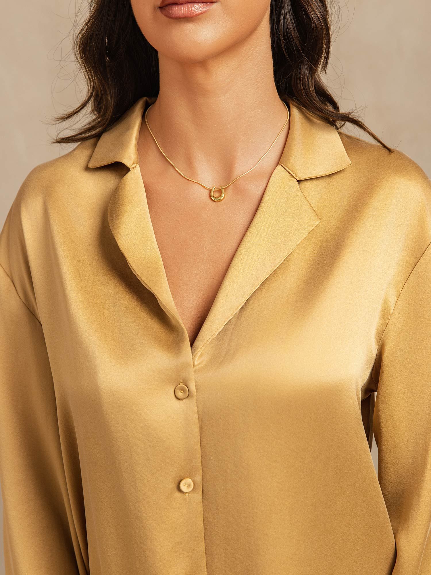 [Tan] SilkSilky-DK 19Momme Silke Womens Pajamas 004