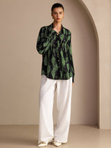 [Sort Mos] SilkSilky-DK Long Sleeve Lapel Collar Bluse 005