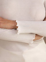 [Hvid] SilkSilky-DK Long Sleeve Turtle Neck T-shirt til kvinder 006
