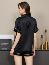 [Sort] SilkSilky-DK Short Sleeve Lapel Collar Dame Pyjamas 002