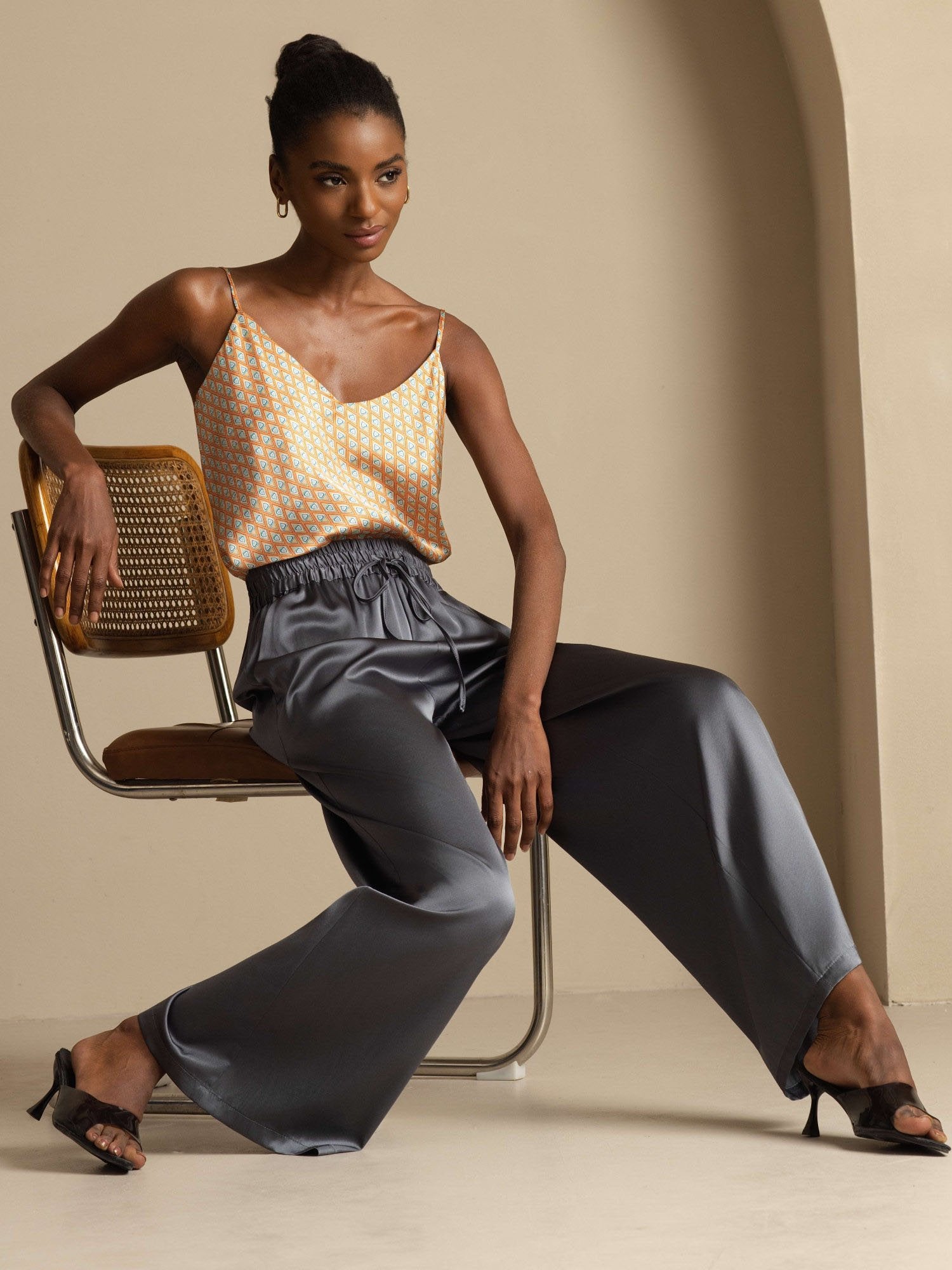 [Mørkegrå] SilkSilky-DK 19Momme Womens Pants 007