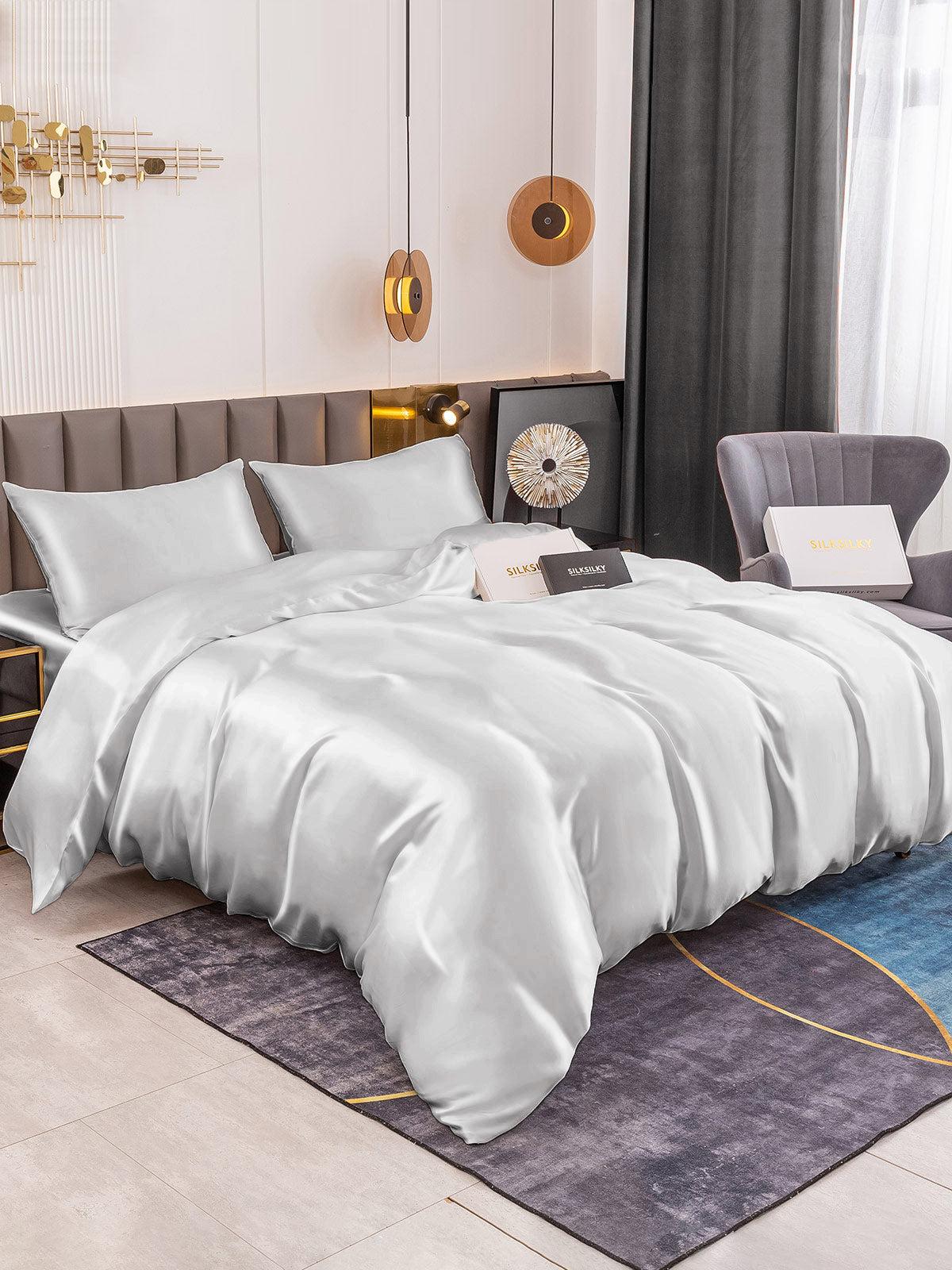 [Sølv] SilkSilky-DK 19Momme Bedding Set 002