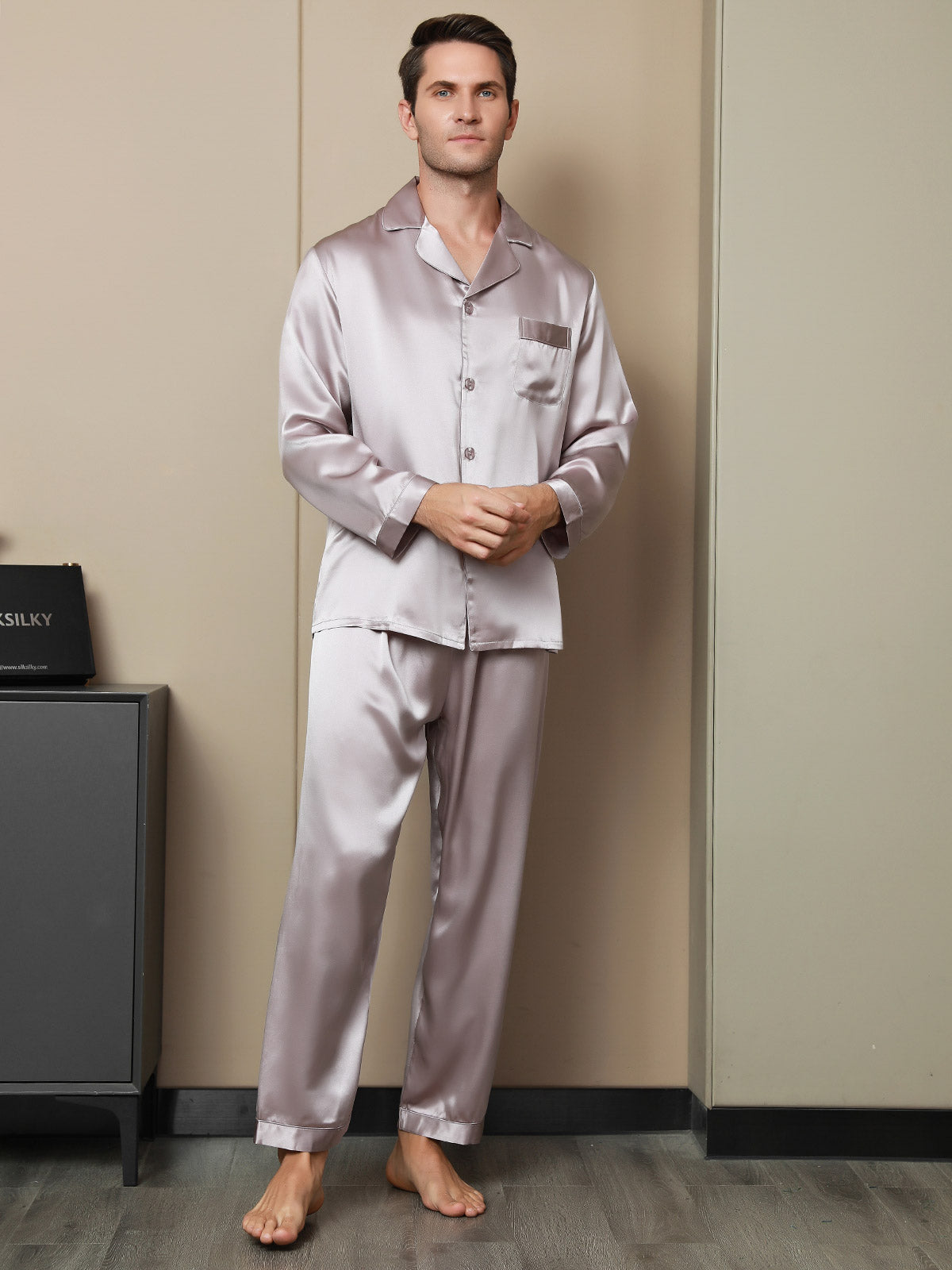 [Bleg Mauve] SilkSilky-DK 19Momme Mens Pajamas 004
