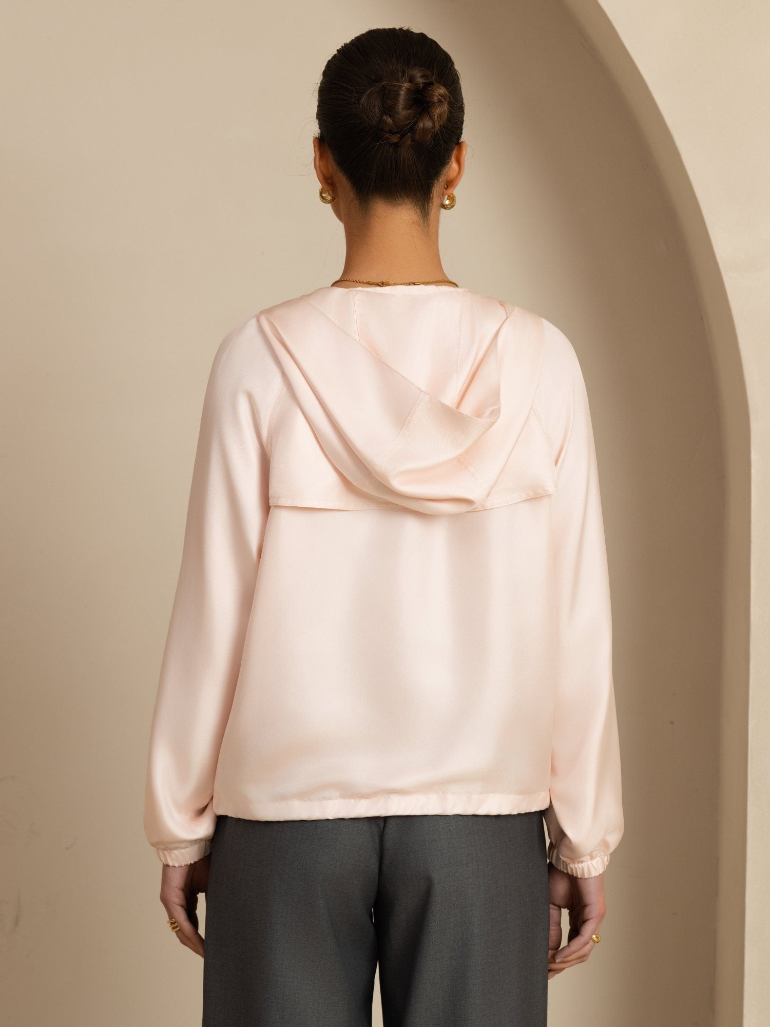 [Lyserød] SilkSilky-DK Langærmet Høj Hals Overtøj til Kvinder 002