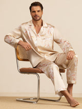 [Champagne] SilkSilky-DK Long Sleeve Notch Collar Pyjamas til Mænd 001