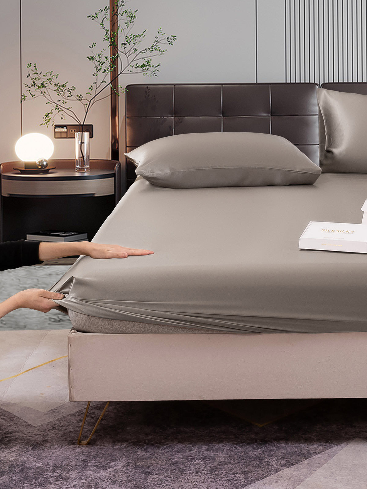 [Grå] SilkSilky-DK 22Momme Bedding Set 004