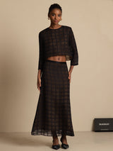 [Sort] SilkSilky-DK Ren Silke Langærmet Rund Hals Women''s Outfit Sets 001