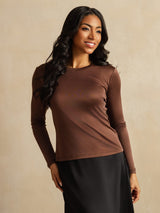 [Kaffe] SilkSilky-DK Long Sleeve Crew Neck T-shirt til kvinder 003