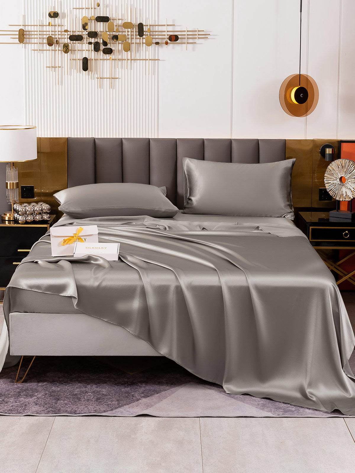 [Grå] SilkSilky-DK 19Momme Bedding Set 002
