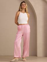 [Rosa Nålestribet] SilkSilky-DK Womens Pants 006