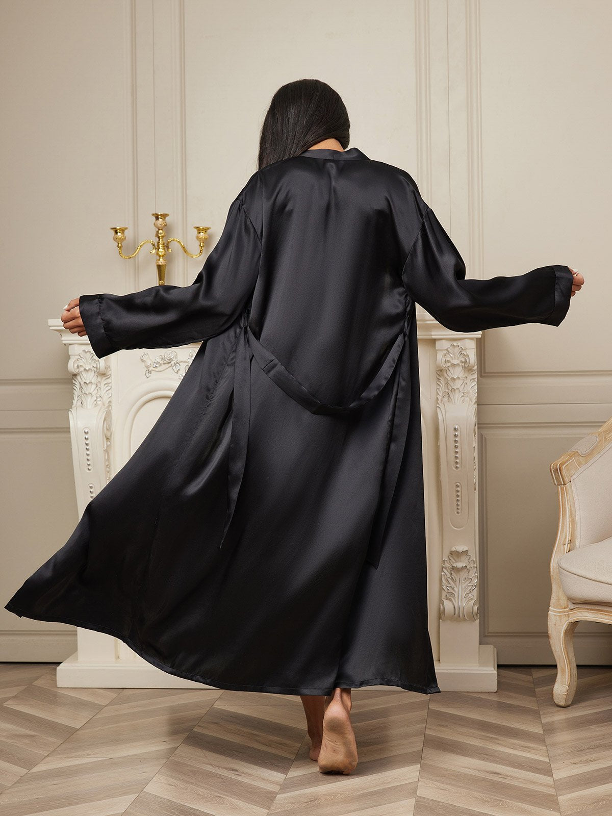 [Sort] SilkSilky-DK Wrap Dame Morgenkåbe 002