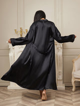 [Sort] SilkSilky-DK Long Sleeve Dame Morgenkåbe 002
