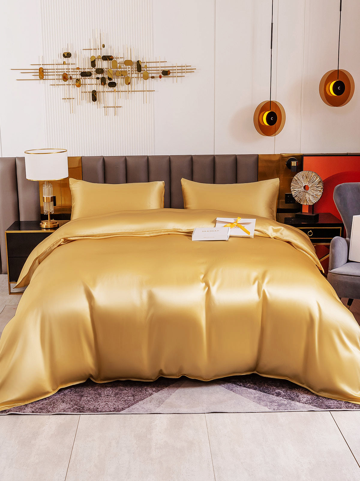 [Champagne] SilkSilky-DK 19Momme Bedding Set 005