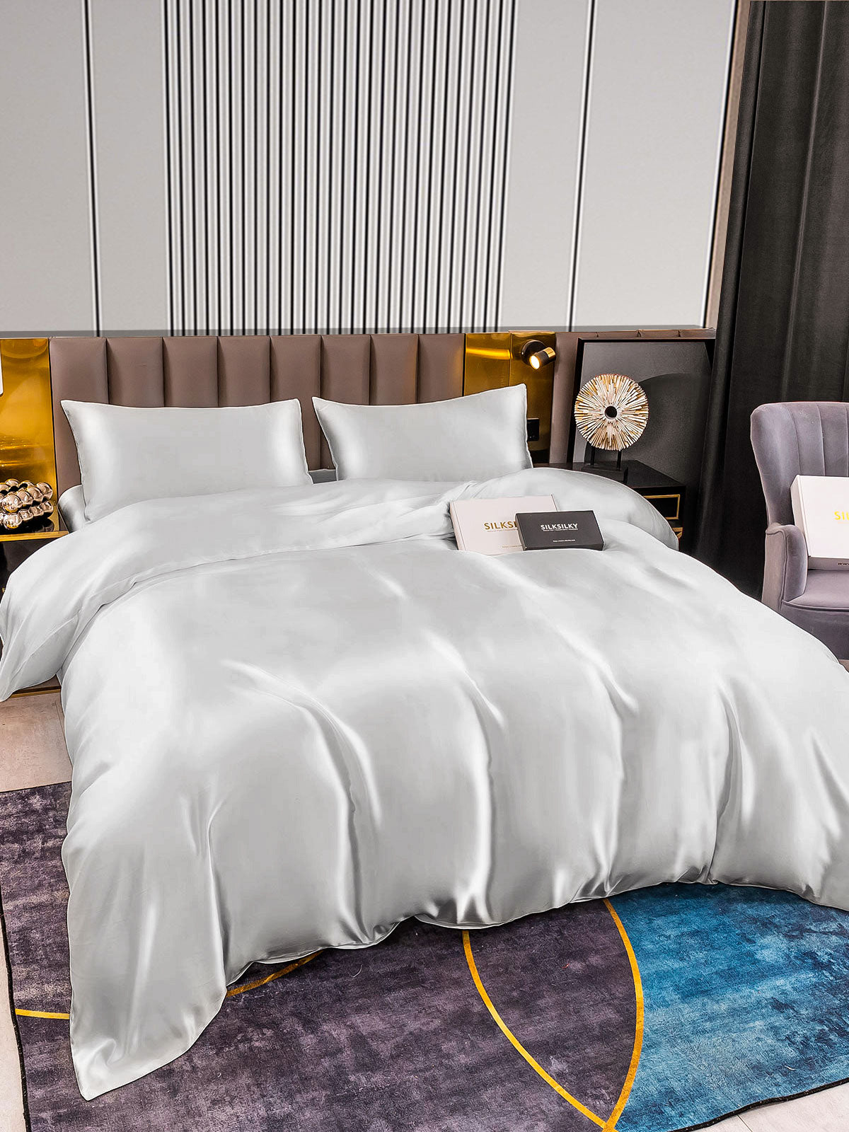 [Sølv] SilkSilky-DK 22Momme Bedding Set 003