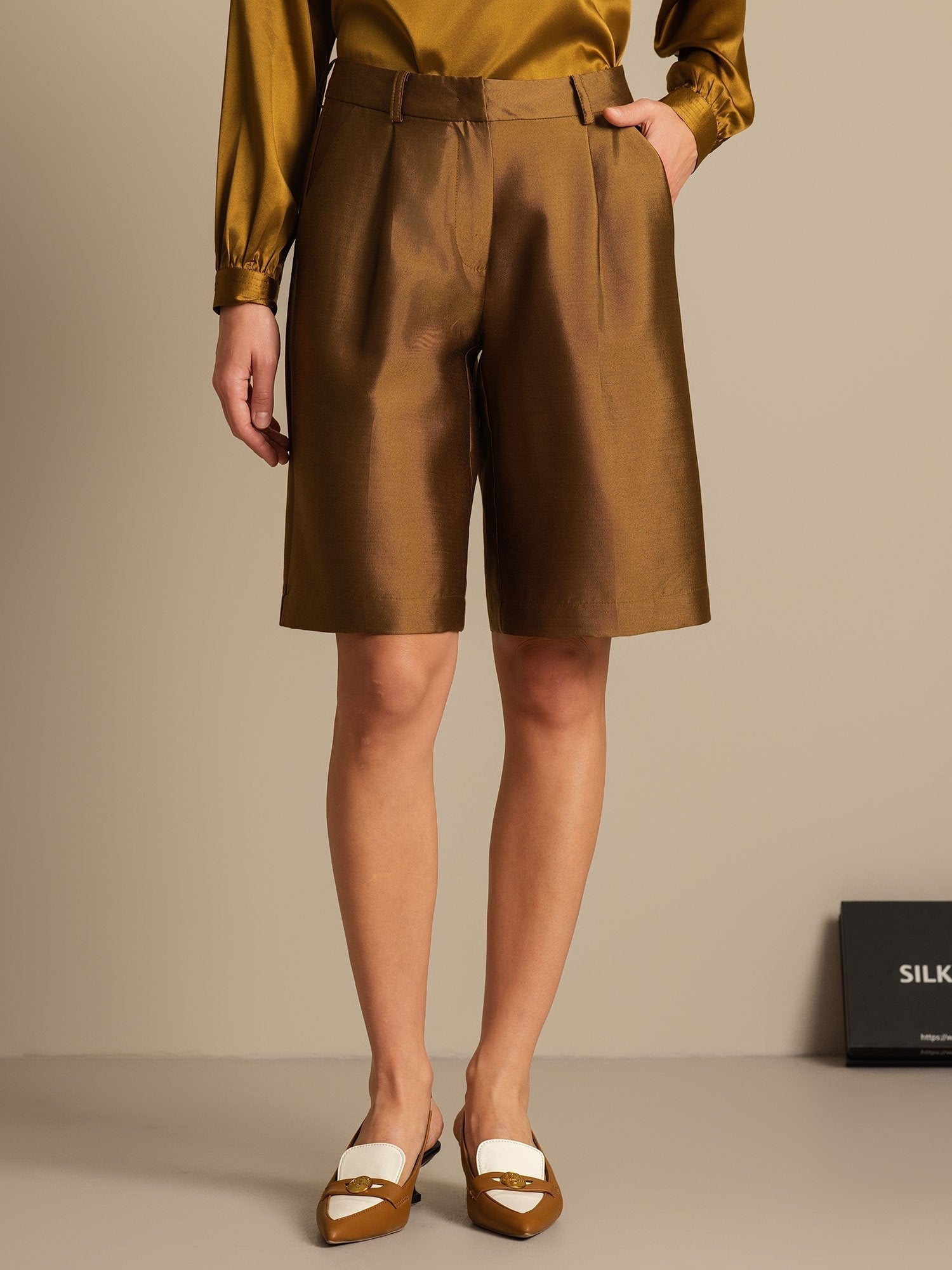 [Bronze] SilkSilky-DK 32Momme Silke Womens Shorts 003,