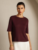[Windsorvin] SilkSilky-DK Half Sleeve Crew Neck T-shirt til kvinder 003