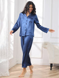 SilkSilky-DK Revers Dame Pyjamas Mørkeblå 004