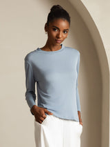 [Gråblå] SilkSilky-DK Silke Womens T-Shirt 007
