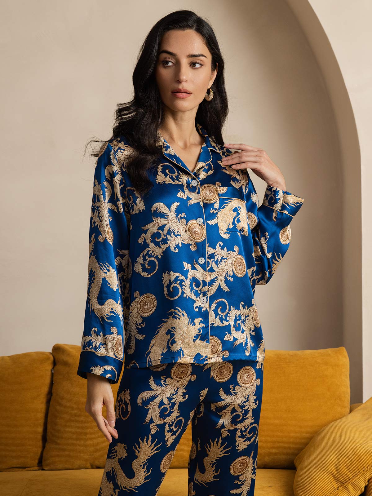 SilkSilky-DK Revers Dame Pyjamas Blå 003