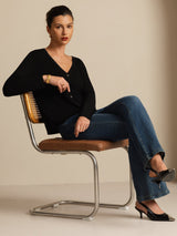 [Mørkeblå] SilkSilky-DK Long Sleeve Dame Cardigan 009