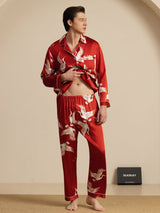 [Vin] SilkSilky-DK Long Sleeve Notch Collar Pyjamas til Mænd 005
