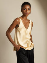 [Champagne] SilkSilky-DK Sleeveless V Neck Camisole Top 001