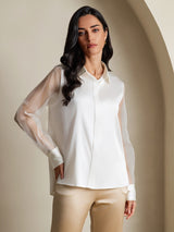[Hvid] SilkSilky-DK 19Momme Silke Womens Shirt 004,
