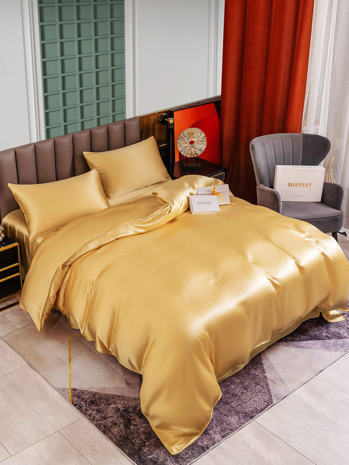 [Champagne] SilkSilky-DK 25Momme Bedding Set 004