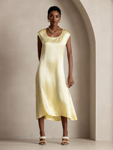 [Lysegul] SilkSilky-DK Kappeærmer Scoop Neck Kjole 001