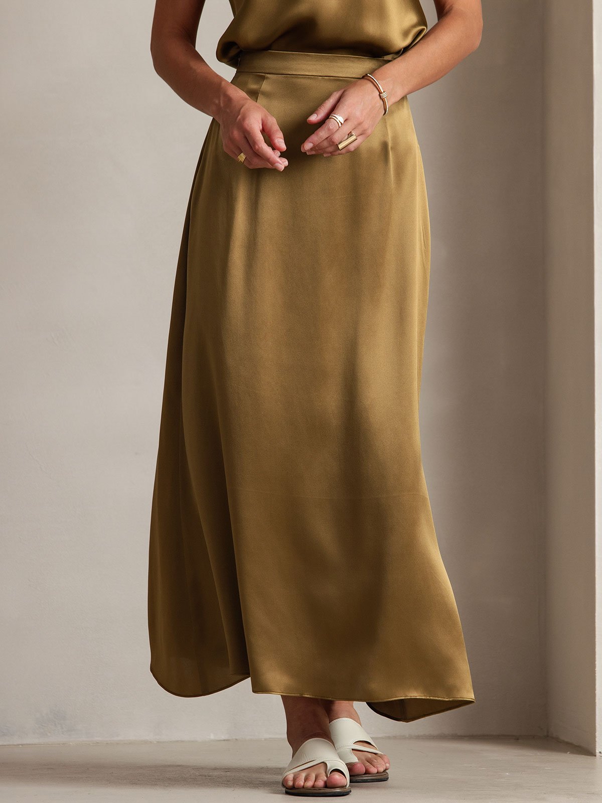 [Brun] SilkSilky-DK 19Momme Silke Skirt 003