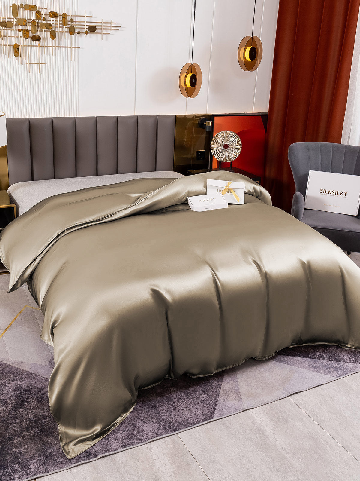 [Kaki] SilkSilky-DK 19Momme Duvet Cover 001