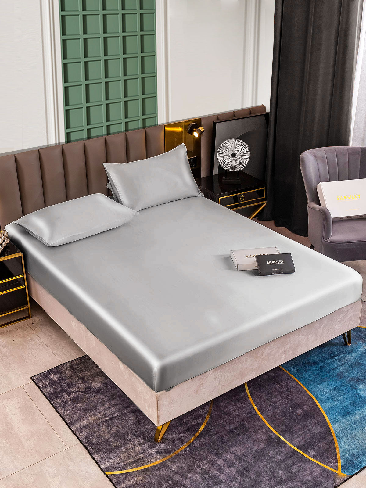 [Sølv] SilkSilky-DK 25Momme Bedding Set 001