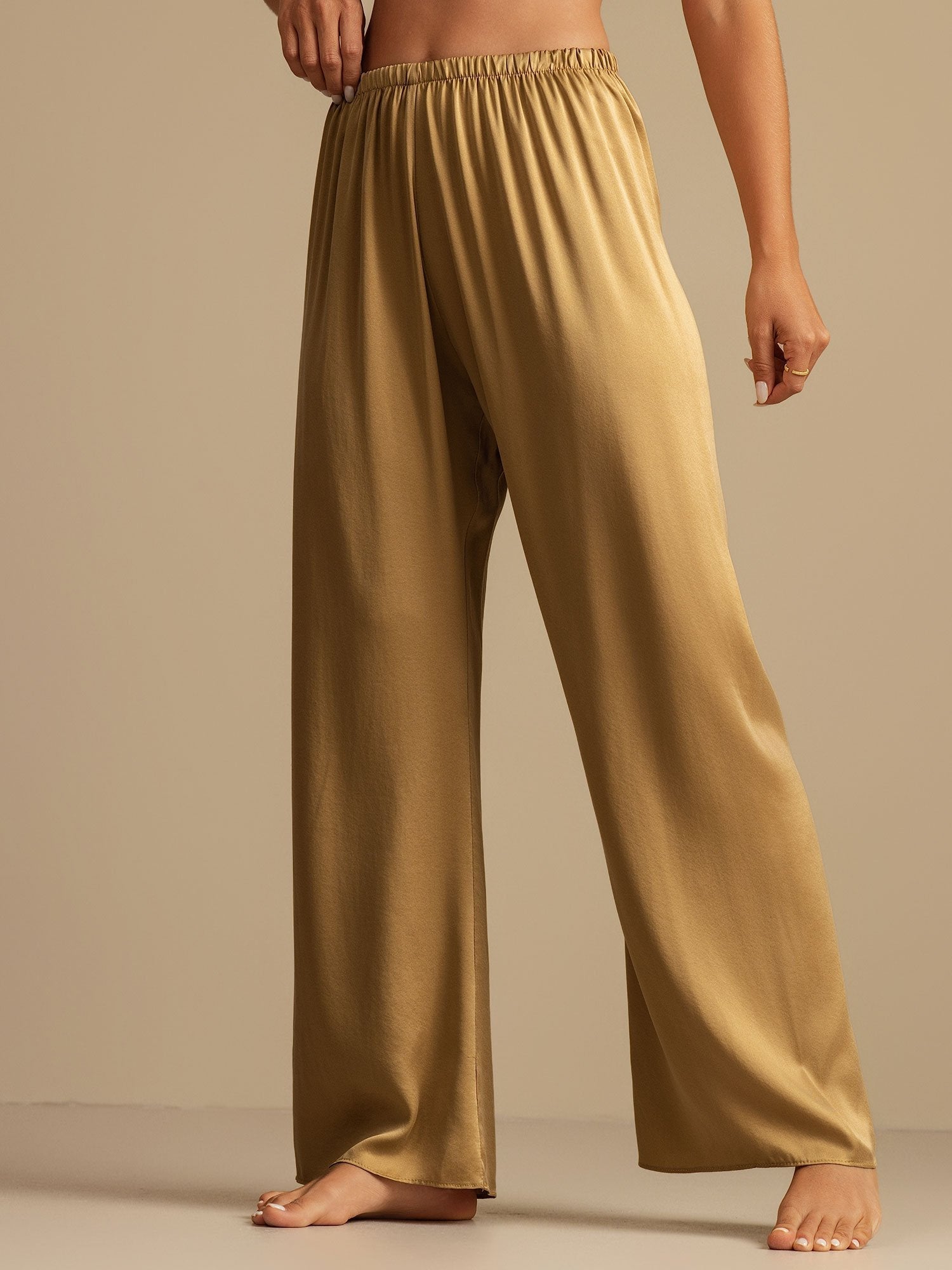 [Tan] SilkSilky-DK 19Momme Silke Womens Sleep Bottoms 004,